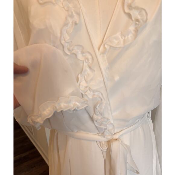 Linea Donatella White Ivory Lace Peignoir Set Nightgown Robe XL Wedding Lingerie - Picture 3 of 8
